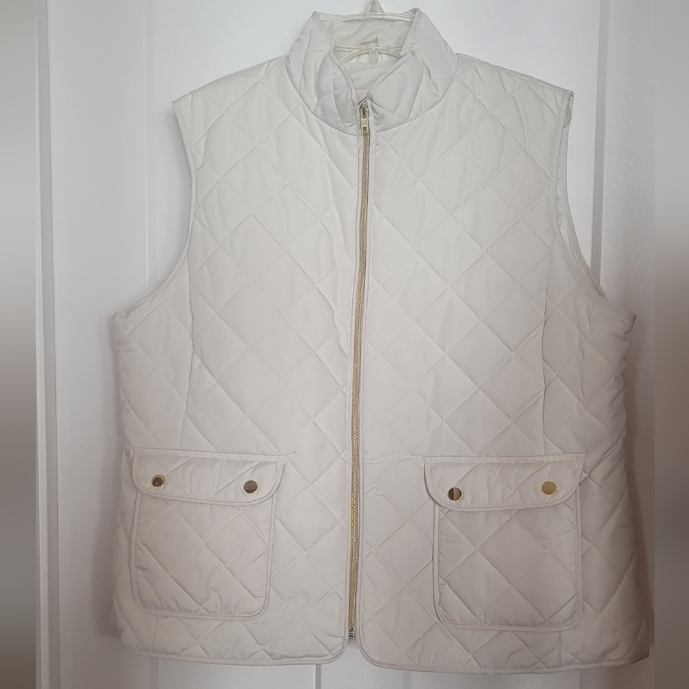 St Johns Bay Quilted Ladies Vest White/Ivory XXL, New No Tags.